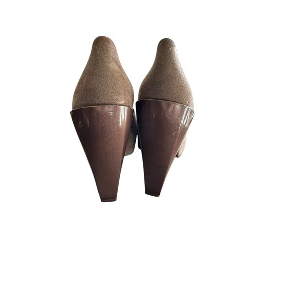 Melissa Womens Peep-Toe Heels With Geometric Block Heel Design Size 6 Brown Text - Picture 4 of 7